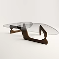 Modern Coffee Table with Glass Top and Unique Wooden Legs Design