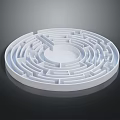 White Circular Maze Design With Intricate Pathways And Central Open Space 3d model