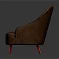 Elegant Brown Tufted Upholstered Single Seater Sofa With Red Legs Design
