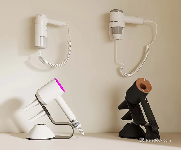 Wall Mounted And Table Stand Hair Dryers With Modern Design For Home Use 3d model 