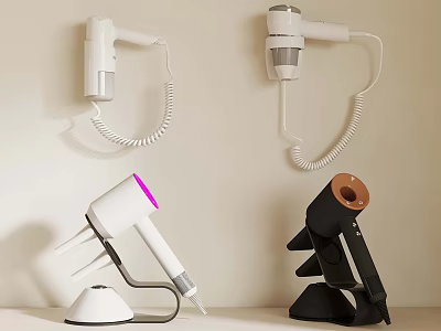 Wall Mounted And Table Stand Hair Dryers With Modern Design For Home Use 3d model