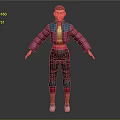 Cartoon Style 3D Character With Red Hair Colorful Jacket Yellow Top And White Shoes