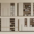 Modern Bookcases With Glass Doors And Wooden Cabinets For Books And Decor Items