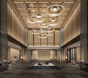 New Chinese Lobby Hall 3d model