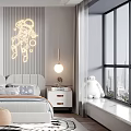 Modern Kids Room Interior Design Featuring Astronaut Neon Light Bed Desk Shelves And Stuffed Toy
