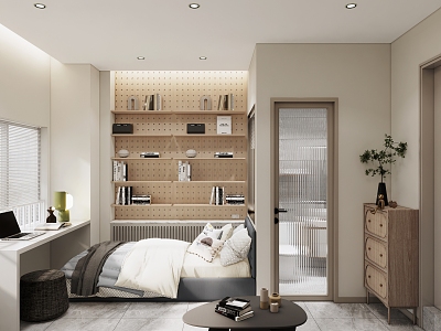 Modern Single Apartment Bedroom model