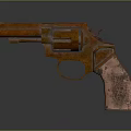 Old Rusted Revolver Weapon With Copper Metal Body And Vintage Design