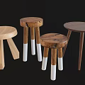 Various Stylish Wooden Stools With Round Seats And Mixed Leg Designs For Home Decor