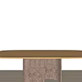Sleek Modern Dining Table Featuring Brown Tabletop And Unique Textured Legs 3d model