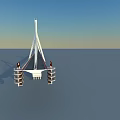 Modern Cable Stayed Bridge With White Pylons Over Calm Water And Long Span Design 3d model
