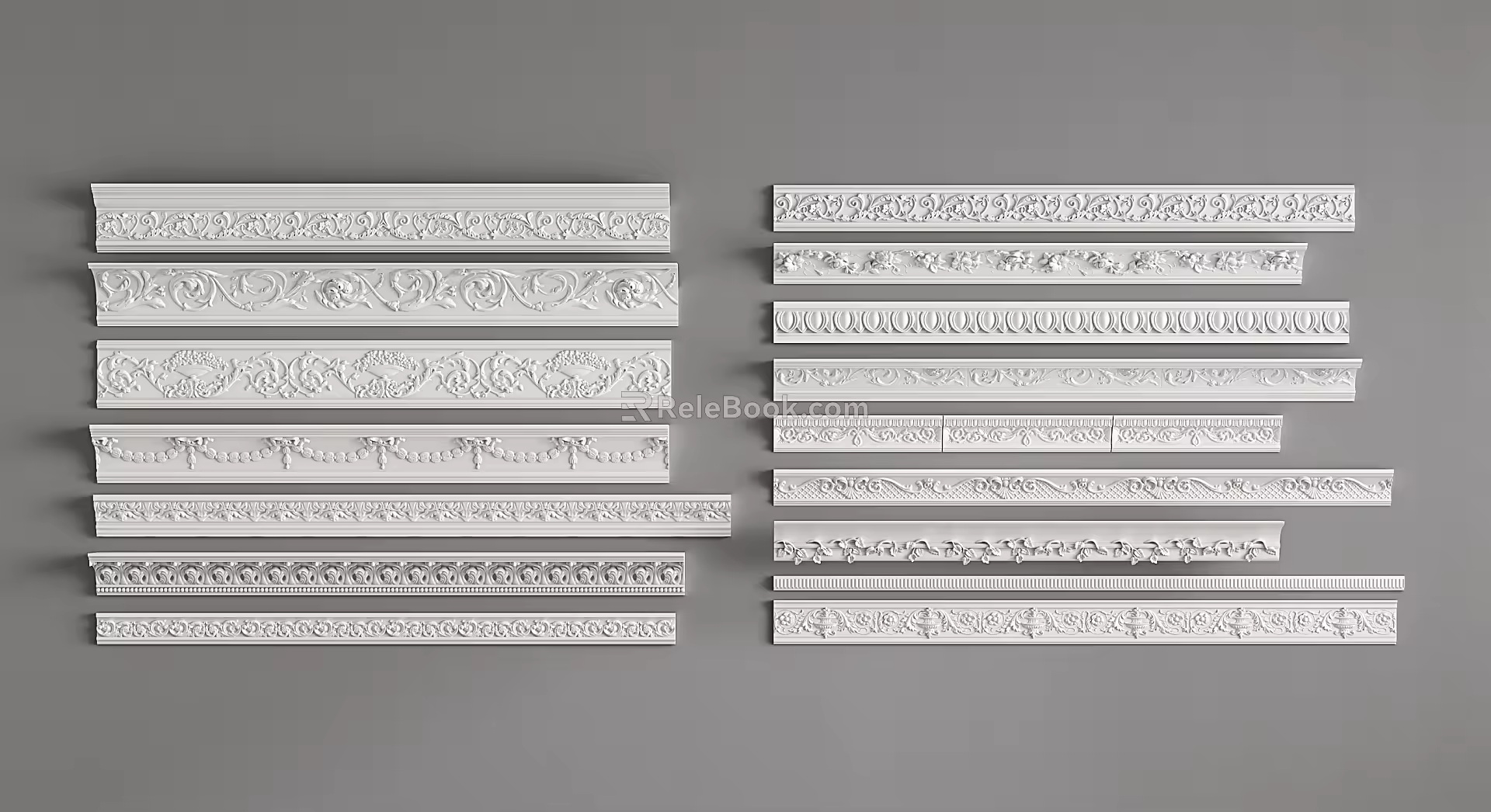 French plaster line carved plaster line combination 3d model