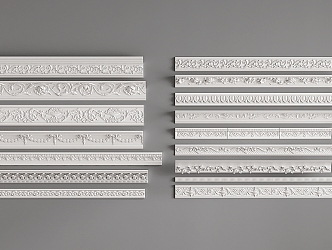 French plaster line carved plaster line combination 3d model