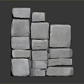 Stacked Gray Natural Stone Blocks And Wooden Logs For Decorative