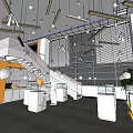 Modern Public Office Space With Open Concept Large Windows Yellow Chairs And Pendant Lights