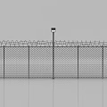 Building Exterior Wall With Security Fence Barbed Wire And Light Pole Design 3d model
