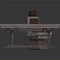 Modern Office Desk With Wooden Surface And Sturdy Metal Legs Chair Included Design
