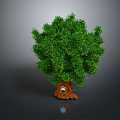Lush Green Tree With Brown Bear Figure At The Bottom