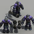 Purple Skinned Mythical Warrior Creature With White Beard Muscular Build And Spiked Mace Weapon