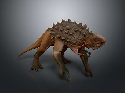 3D Model Of Fantasy Armored Reptile Character With Spiked Shell And Thick Limbs 3d model