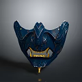 Blue Animal Mask Featuring Gold Sharp Teeth And Intricate Decorative Design 3d model