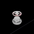Industrial Valve Featuring Red Wheel Silver Stem And Metal Base On Gray Floor