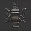 Ancient Decorative Bronze Vessel With Animal Lid And Symmetric Handles