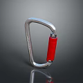 Silver Metal Carabiner With Red Locking Mechanism For Outdoor Climbing Gear