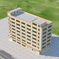 Modern Multi Storey Industrial Factory Building Exterior With Numerous Windows And Green Lawn