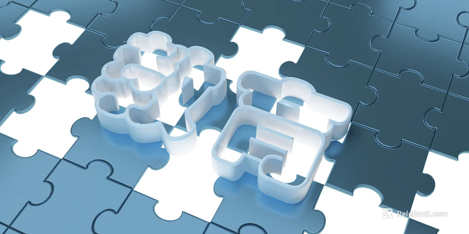 Modern Background Wall Design With Blue And White Puzzle Pieces Pattern 3d model 