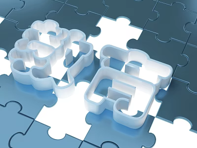 Modern Background Wall Design With Blue And White Puzzle Pieces Pattern 3d model