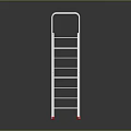 Silver Metal Step Ladder Furniture With Red Foot Pads And Stable Structure