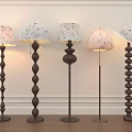 Middle style floor lamp combination 3d model