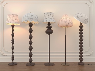 Middle style floor lamp combination 3d model