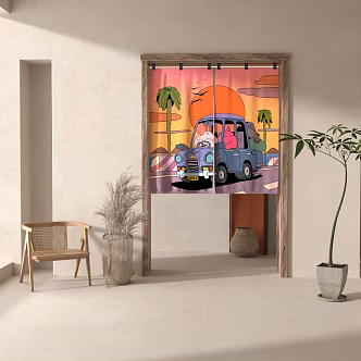Modern Door Curtain Decoration 3d model