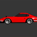 Red Vintage Sports Car With Sleek Design Black Windows And Silver Wheels On Reflective Surface