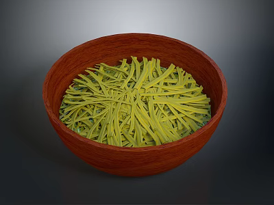 Fresh Yellow Eels Arranged In Wooden Bowl For Seafood Presentation 3d model
