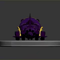 Sleek Sci Fi Vehicle Model In Purple And Orange With Metallic Circular Base