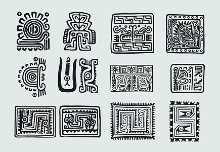 Maya Culture Aztec Civilization Indian Civilization Retro Central America Totem Pattern Decorative Pattern 3d model