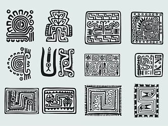 Maya Culture Aztec Civilization Indian Civilization Retro Central America Totem Pattern Decorative Pattern 3d model