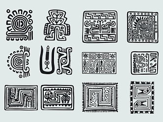 Maya Culture Aztec Civilization Indian Civilization Retro Central America Totem Pattern Decorative Pattern 3d model