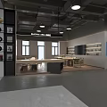 Modern Service Hall Interior With Spacious Layout Gray Walls Large Screen And Reception Counter