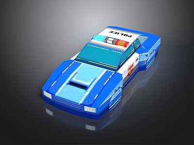 Blue And White Building Block Police Car With Toy Police Lights And Decals 3d model