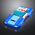 Blue And White Building Block Police Car With Toy Police Lights And Decals