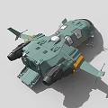 Futuristic Sci Fi Spaceship 3D Model With Green Exterior And Black Engines