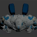 Sci-Fi Robot Character In Blue Silver Armor With Mechanical Details And Glowing Elements 3d model