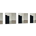 Abstract Painting With Dark Blue Beige Gray Blocks And Textured Strokes