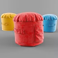 Colorful Round Padded Sofa Stools With Storage Pockets In Red Blue Yellow 3d model