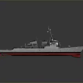 Warship Model With Gray Hull Red Bottom Deck And Antenna Details 3d model