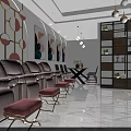 Modern Beauty Salon Interior With Stylish Sofas Pink Stools Decorative Wall Art And Green Plants