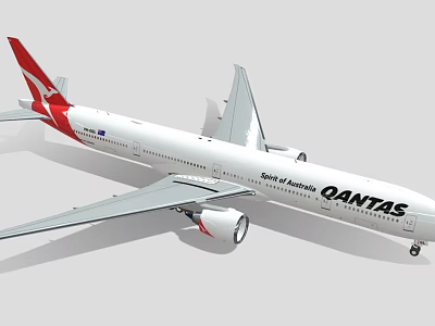 Qantas Passenger Airplane With White Body Red Tail And Spirit of Australia Livery 3d model